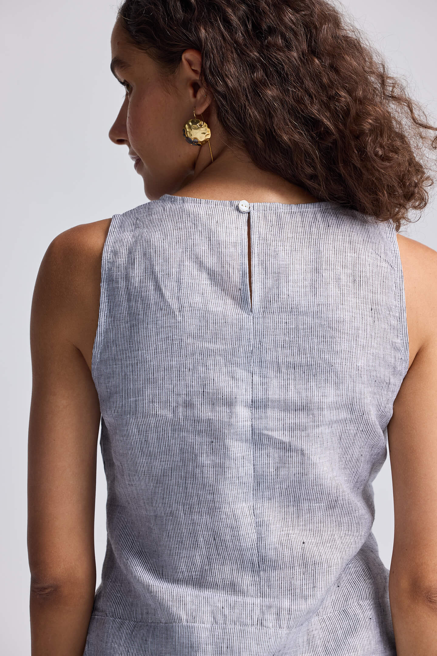 Reistor Front-tie Top in Linen Stripes - plus size top, front view