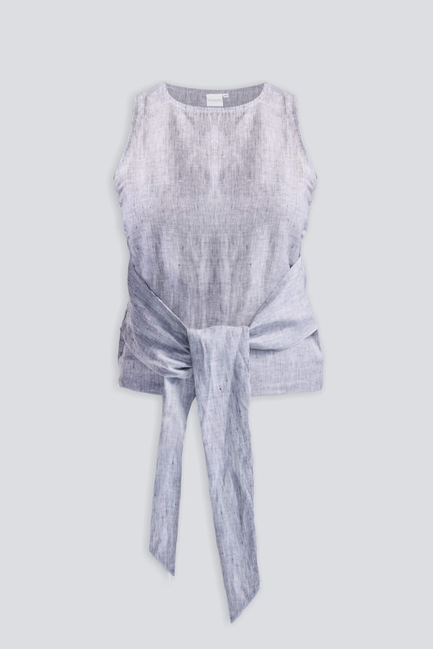 Reistor Front-tie Top in Linen Stripes - plus size top, front view