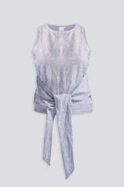 Reistor Front-tie Top in Linen Stripes - plus size top, front view