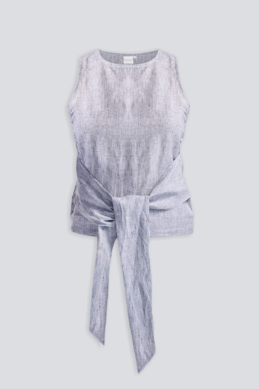 Reistor Front-tie Top in Linen Stripes - plus size top, front view
