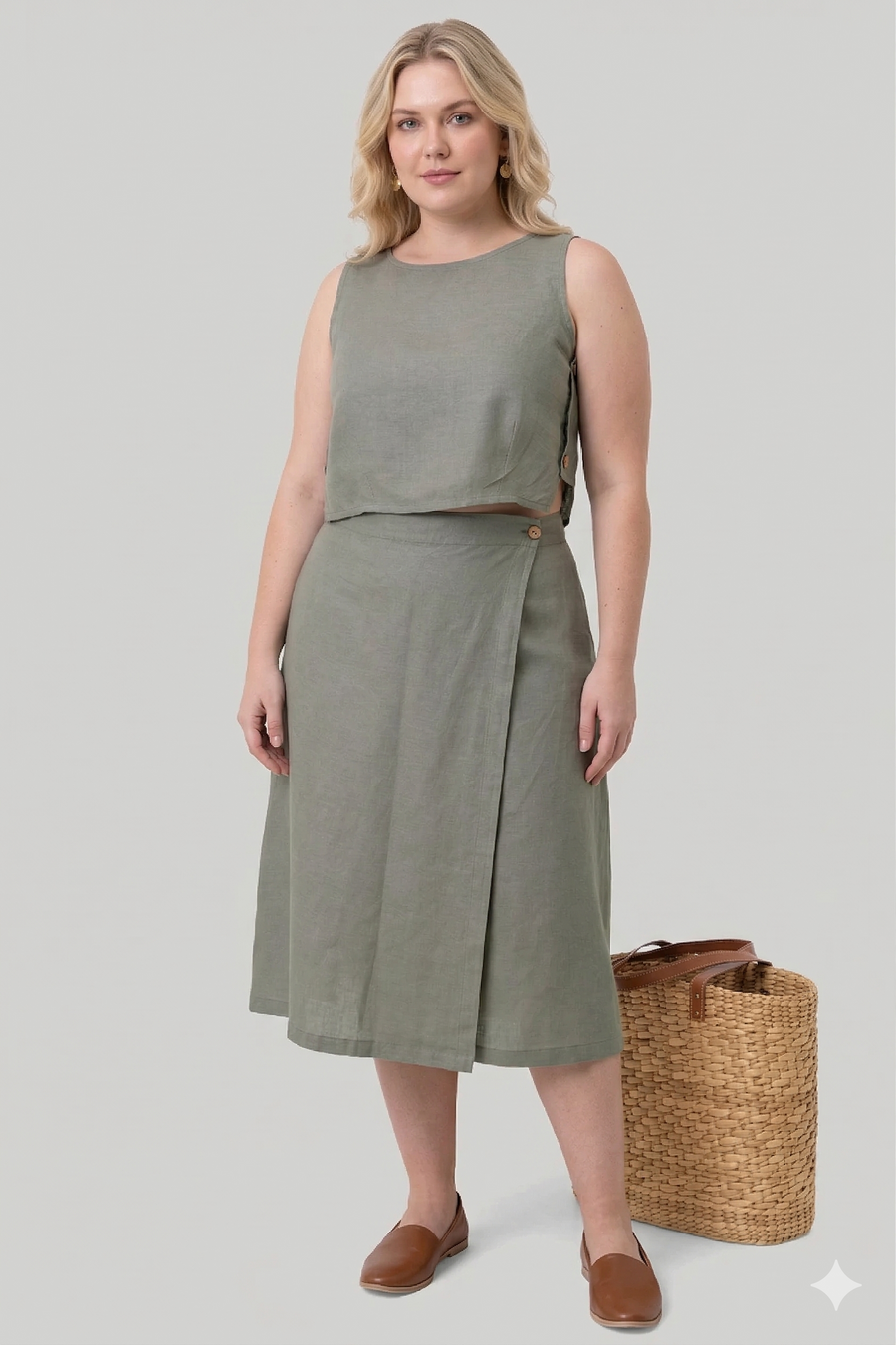 Reistor Overlap Midi Skirt in Dark Green - plus size skirt, product view
