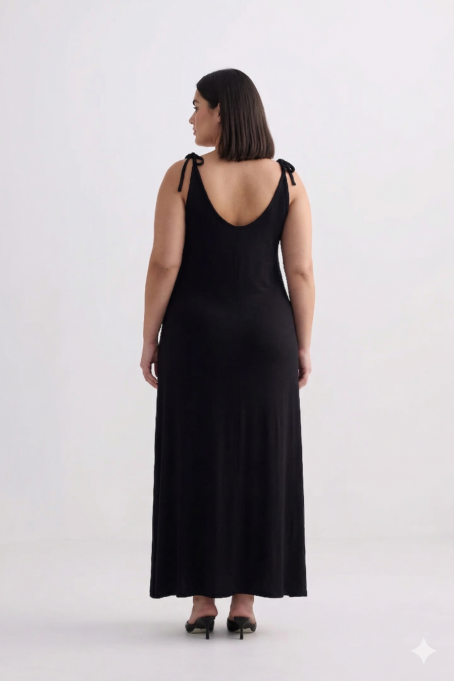 Reistor Tie-Detail Maxi Dress in Black - plus size maxi dress, product view