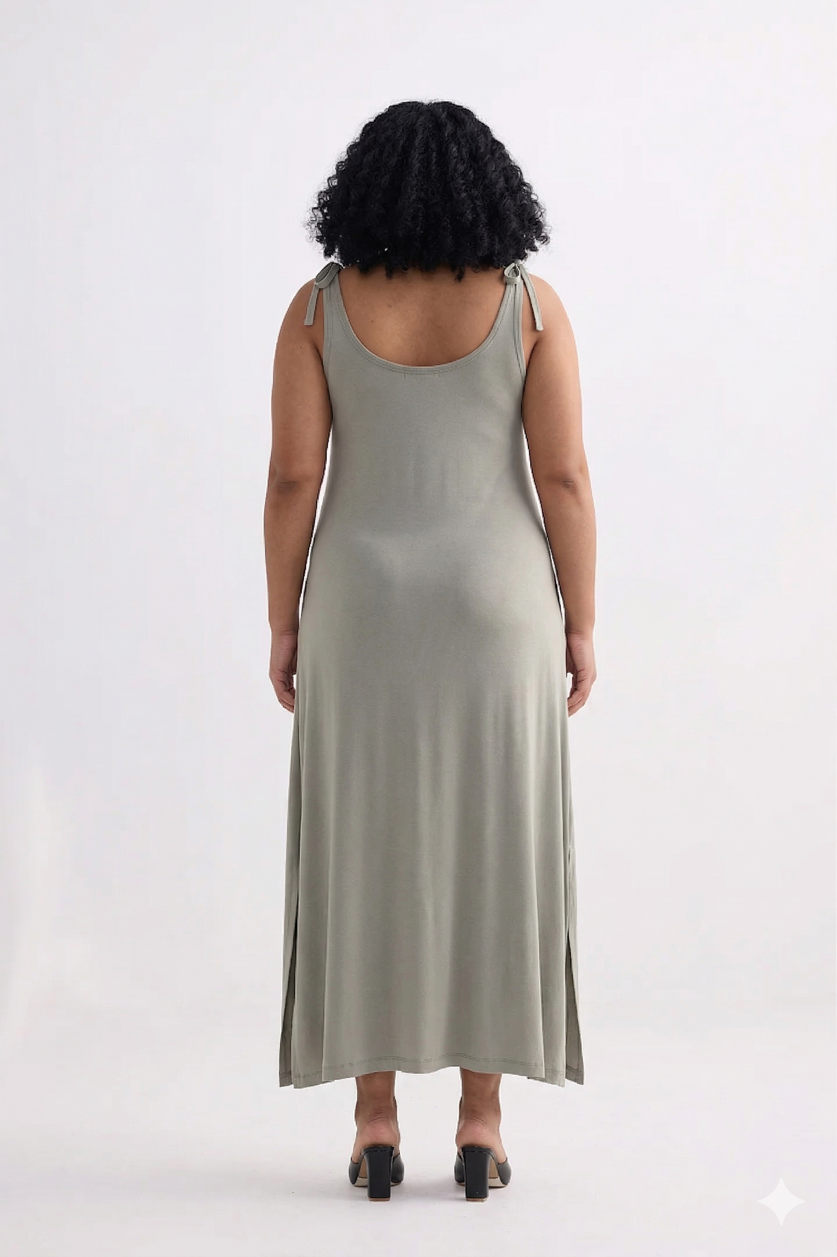 Tie-Detail Maxi Dress | Light Olive