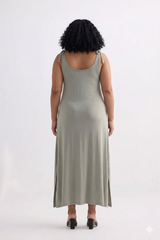 Reistor Tie-Detail Maxi Dress in Light Olive - plus size maxi dress, product view