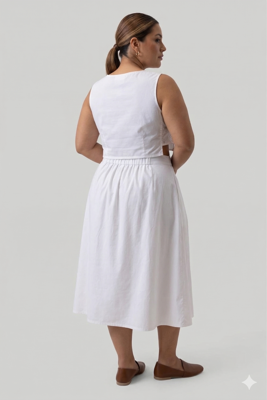 Reistor Overlap Midi Skirt in White - plus size skirt, product view