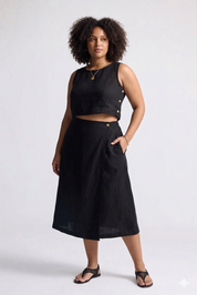 Overlap Midi Skirt | Black
