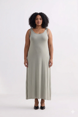 Reistor Tie-Detail Maxi Dress in Light Olive - plus size maxi dress, product view