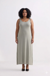 Tie-Detail Maxi Dress | Light Olive