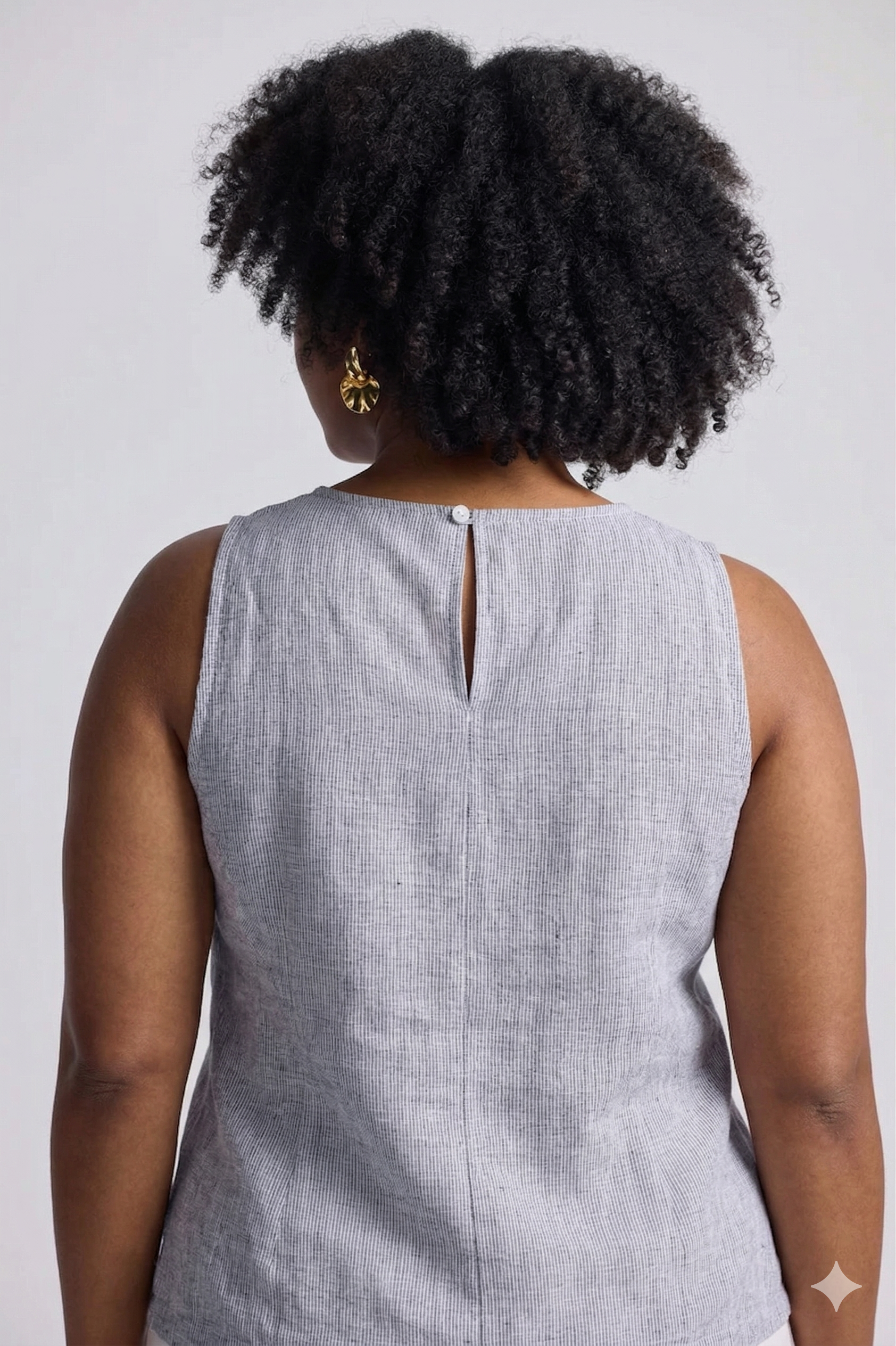 Reistor Front-tie Top in Linen Stripes - plus size top, product view