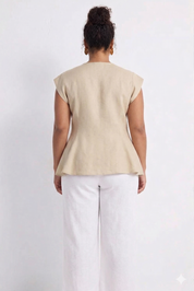 Reistor Power Moves Short Sleeve Top in Neutral Beige - plus size top, product view