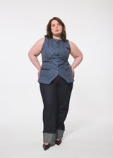Hilary MacMillan Wide Cuffed Jeans in Blue - size-inclusive women's clothing