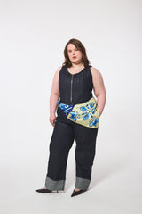 Hilary MacMillan Wide Cuffed Jeans in Blue - size-inclusive women's clothing