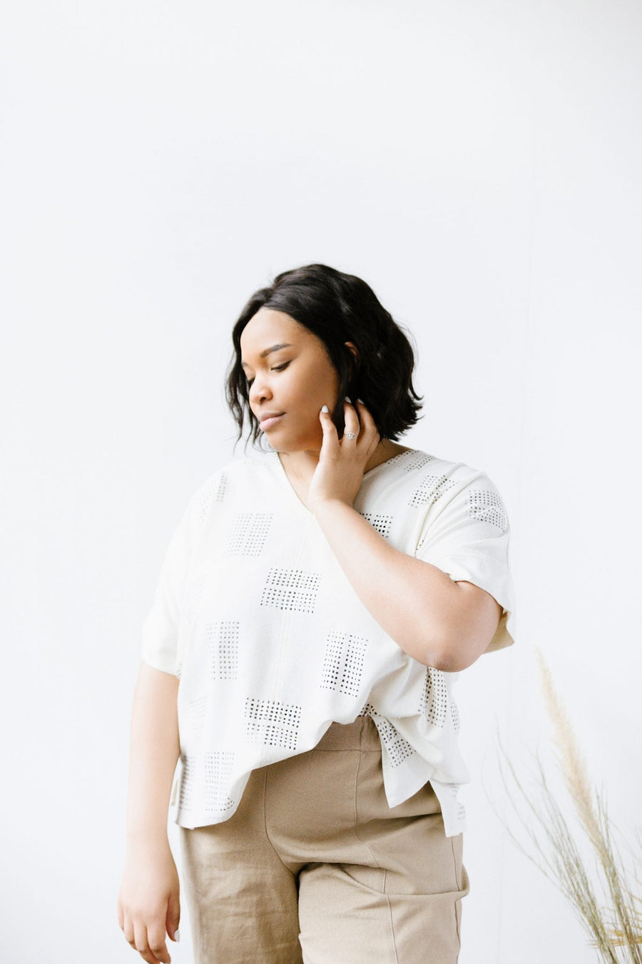 Pamut Apparel USA Hanna Top in Block Printed Silk - plus size top, product view