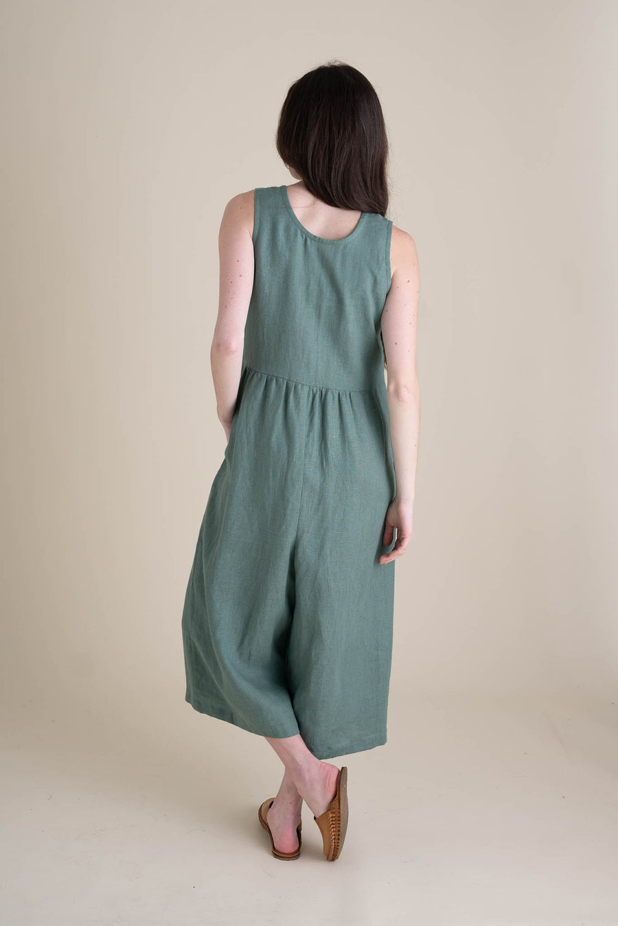 Conscious Clothing Backyard Jumpsuit in Agave - plus size jumpsuit, back view