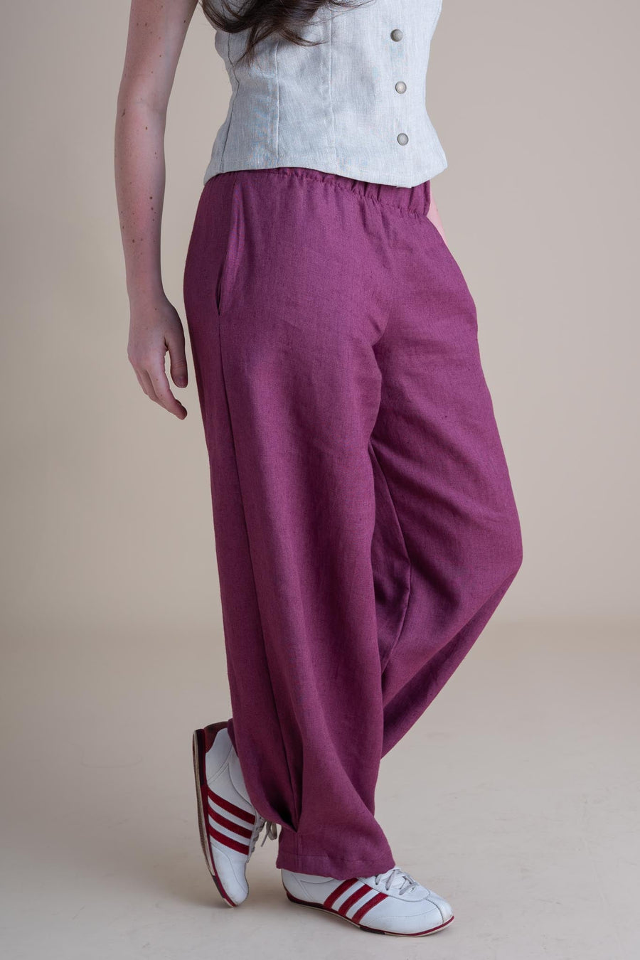 Conscious Clothing Crescent Moon Pants in Orchid - plus size pant, product view