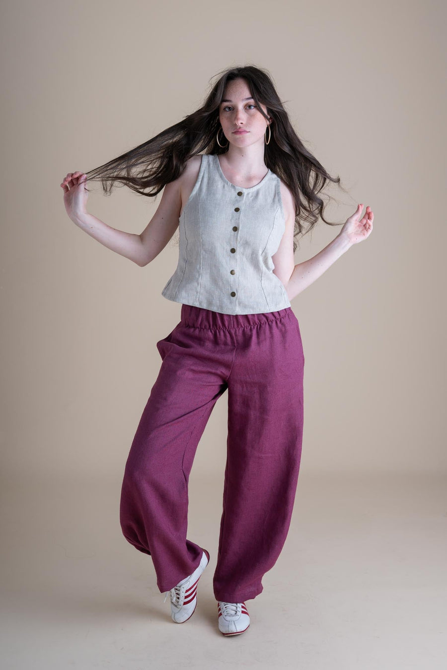 Conscious Clothing Crescent Moon Pants in Orchid - plus size pant, product view