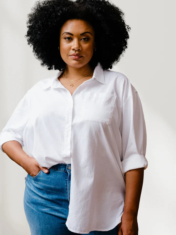 ABLE Harris Oversized Button Down Shirt - White Plus Size Shirt