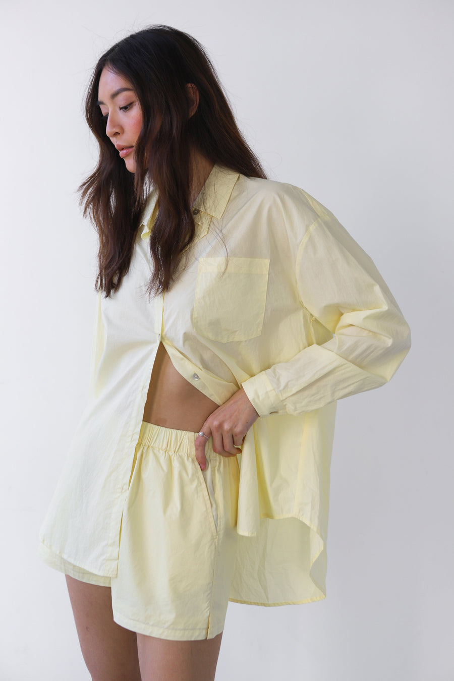 Be Idle The Poplin Boxer Short - Butter - plus size shorts, product view