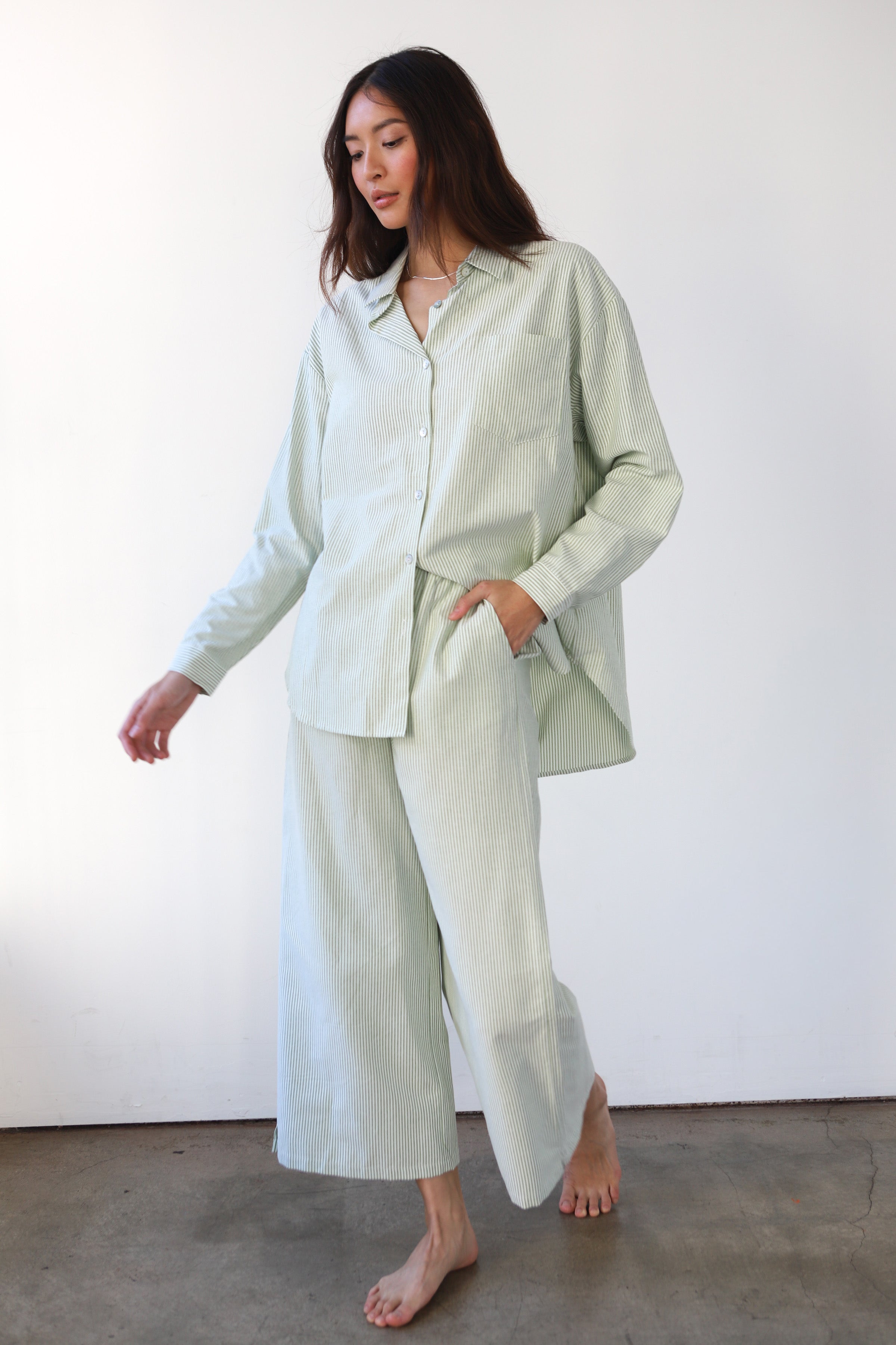 The Pinstripe Boxer Pant - Green