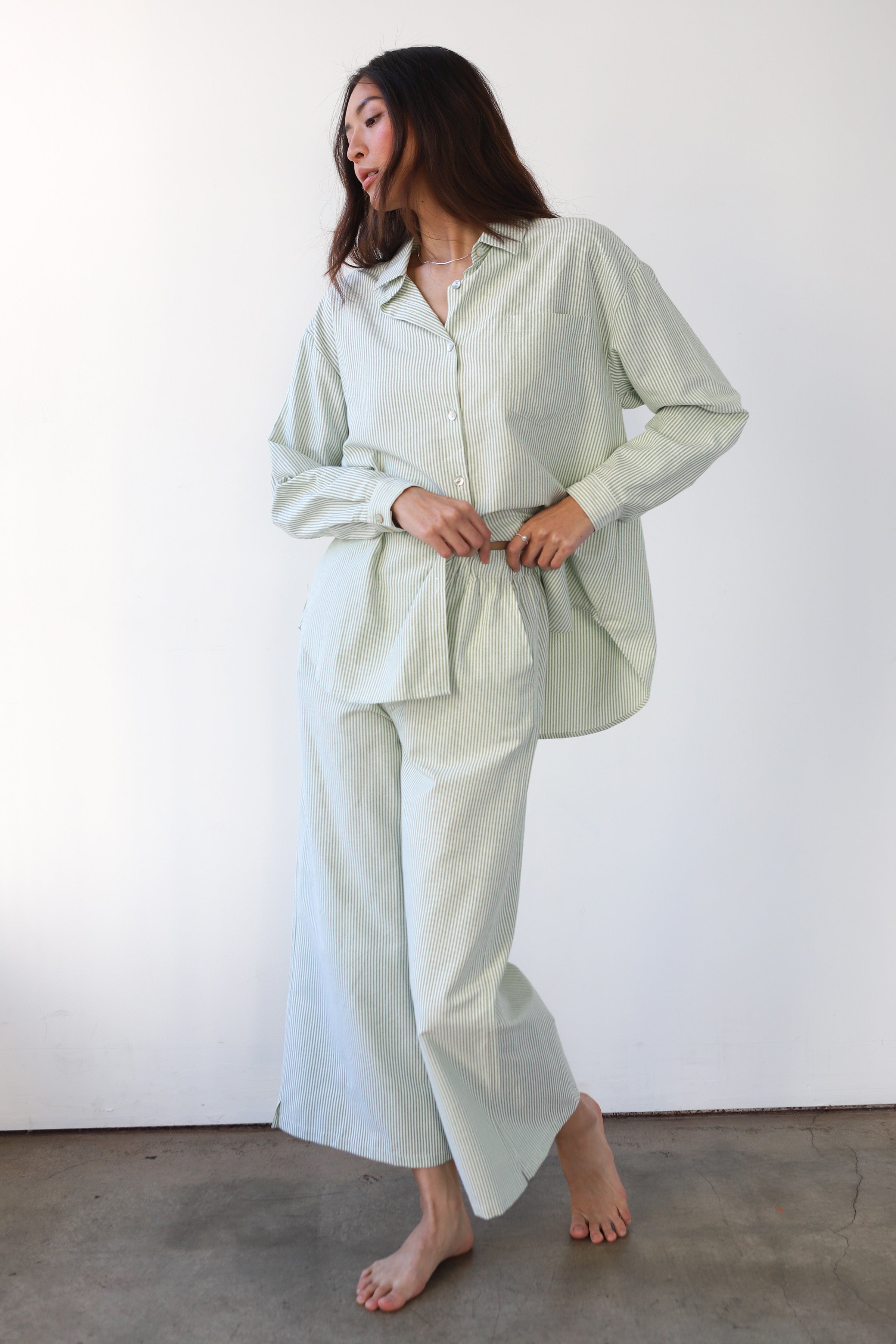 The Pinstripe Boxer Pant - Green