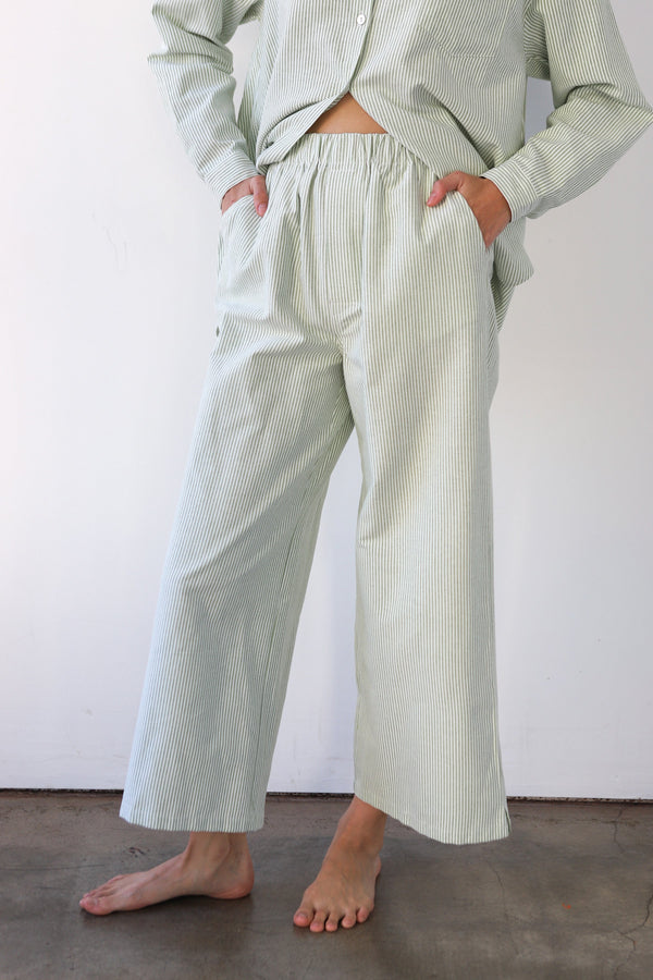 Be Idle The Pinstripe Boxer Pant - Green - plus size pant, product view
