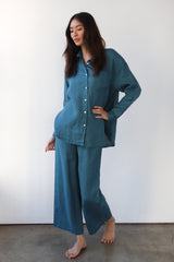 Be Idle The Linen Drawstring Pant  - Teal - plus size pant, product view