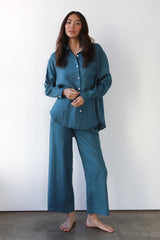 Be Idle The Linen Drawstring Pant  - Teal - plus size pant, product view