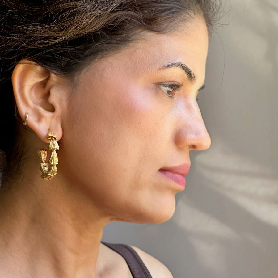 Fyoli Fyoli AMMIL Pod Hoop Earrings in Gold - women's artisan earrings