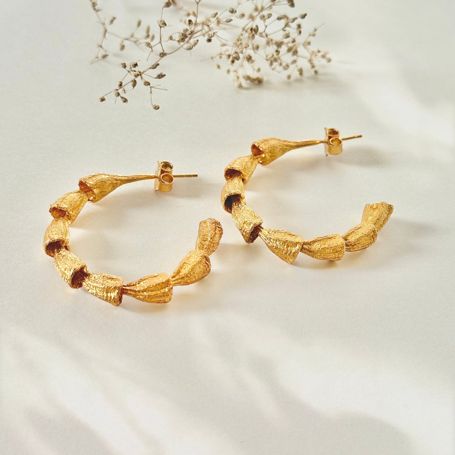 Fyoli Fyoli AMMIL Pod Hoop Earrings in Gold - women's artisan earrings