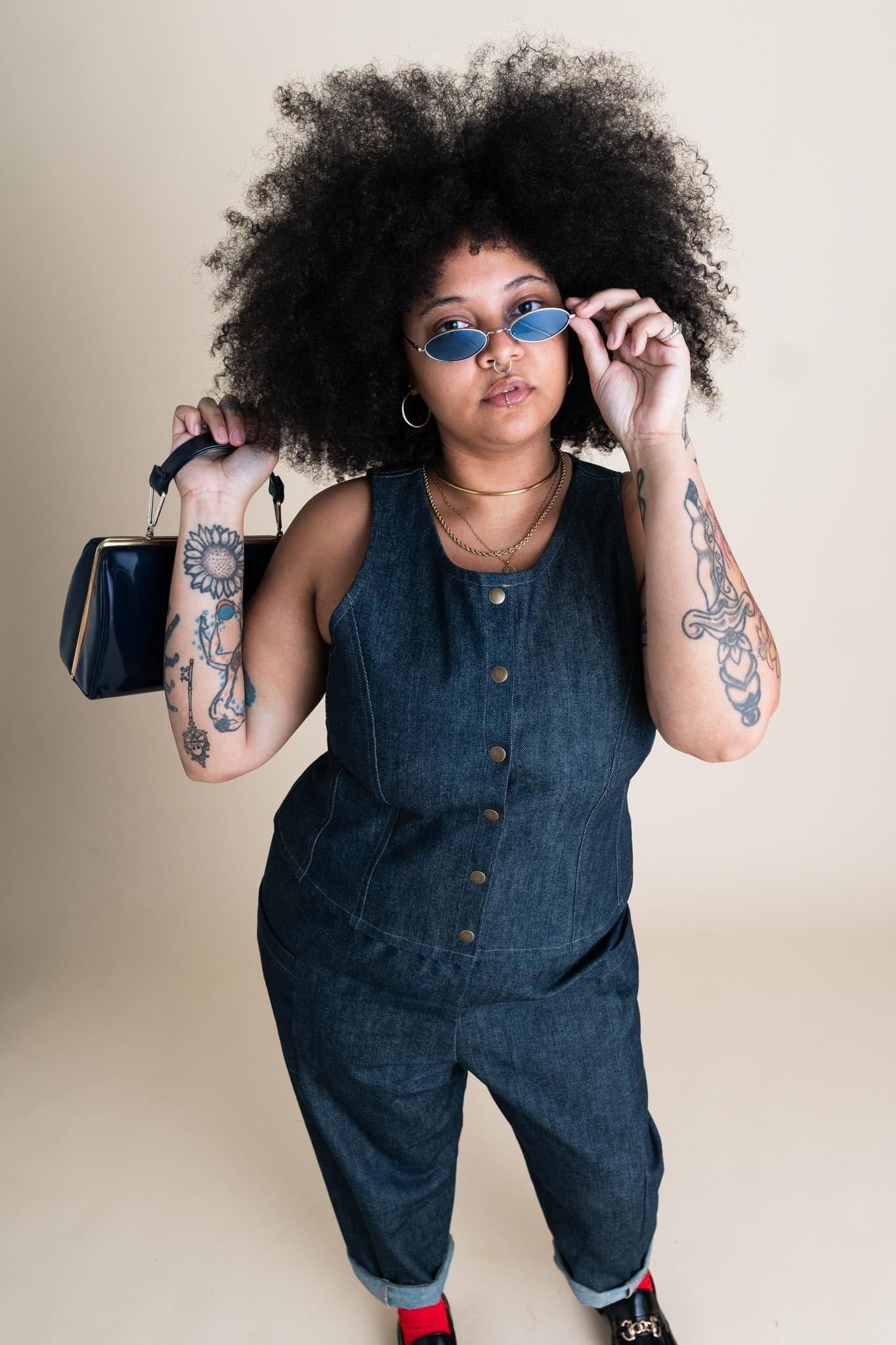 Conscious Clothing Katherine Vest in Cone Denim - plus size vest, product view
