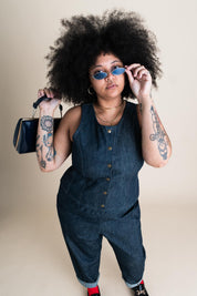 Conscious Clothing Katherine Vest in Cone Denim - plus size vest, product view