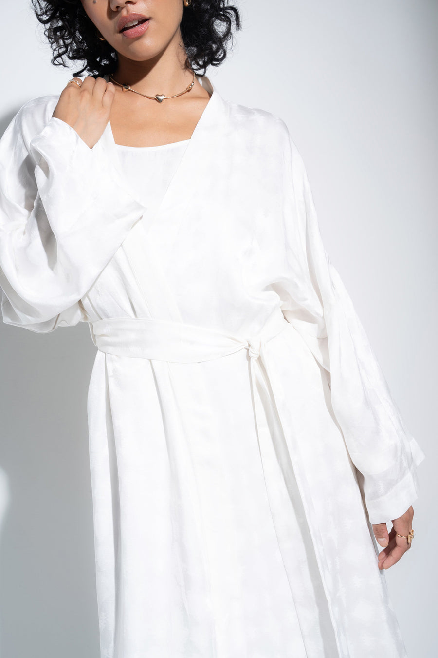 Be Idle The Long Robe - White - plus size garment, product view