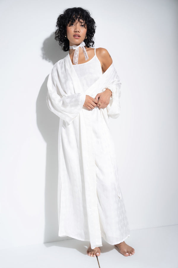 Be Idle The Long Robe - White - plus size garment, product view