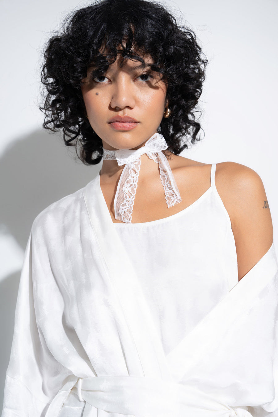 Be Idle The Long Robe - White - plus size garment, product view