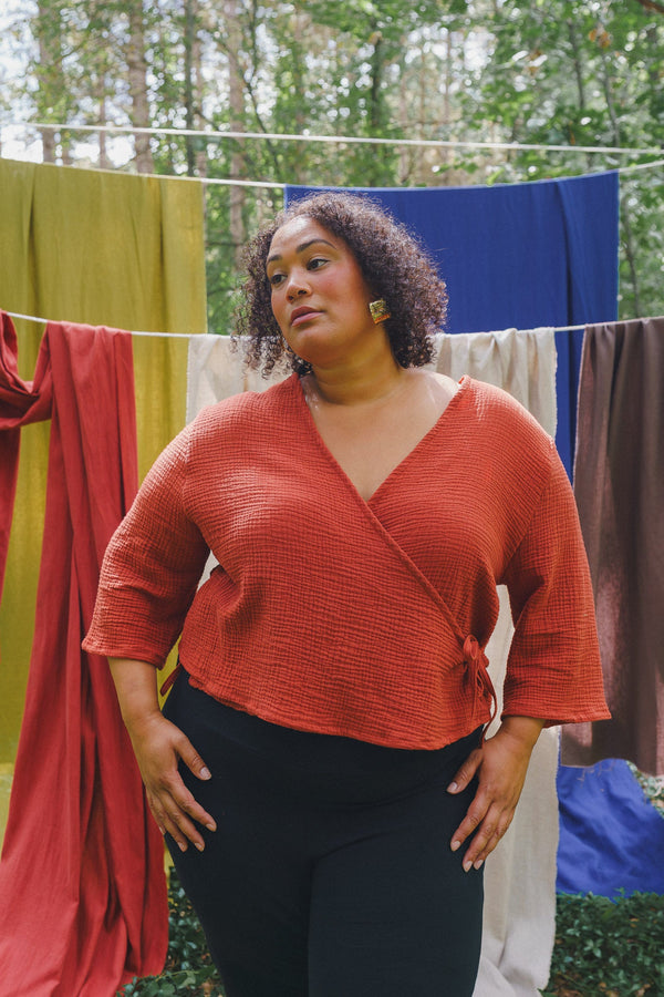 Conscious Clothing Artemis Top in Saffron - plus size top, product view