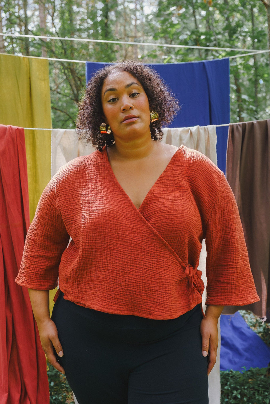 Conscious Clothing Artemis Top in Saffron - plus size top, product view