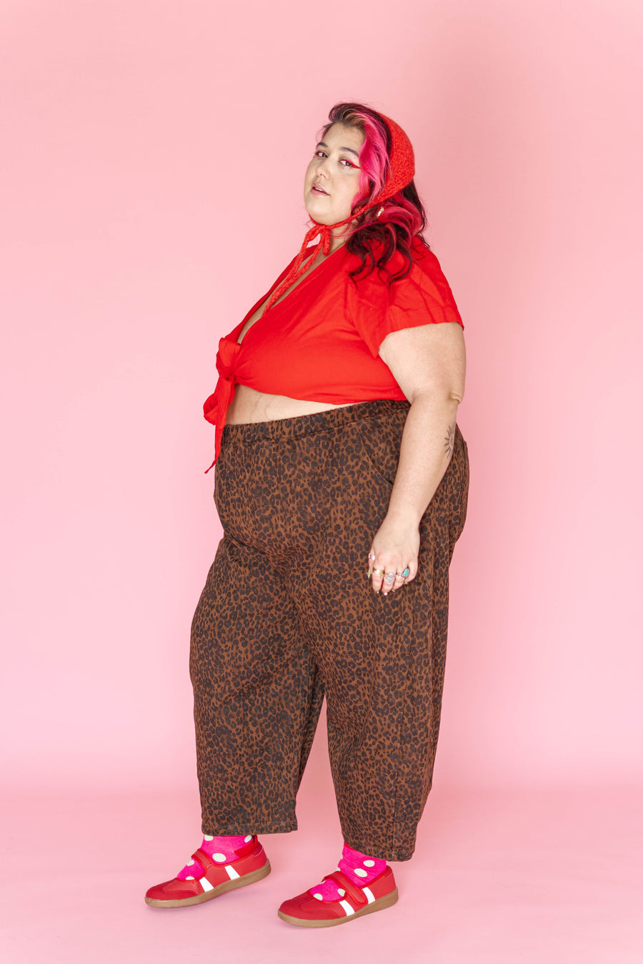 Nettle Studios Tied Top in Cherry Linen - plus size top, product view