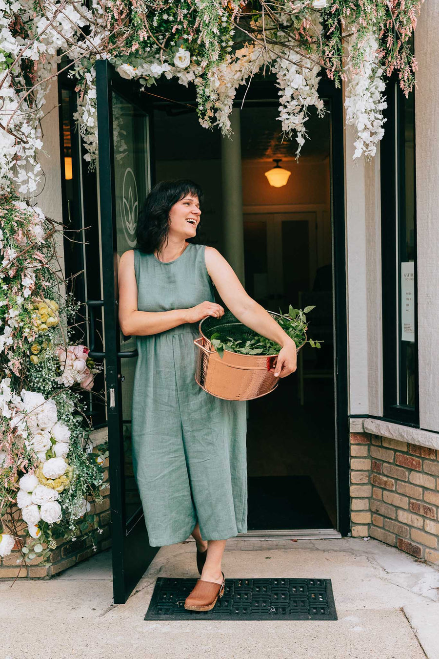 Conscious Clothing Backyard Jumpsuit in Agave - plus size jumpsuit, back view