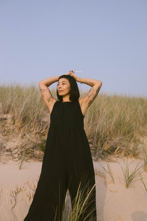 Conscious Clothing Backyard Jumpsuit in Black - plus size jumpsuit, back view