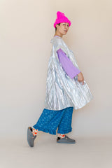 Nettle Studios Silver Metallic Mini Mushroom Dress - plus size mushroom dress flat lay