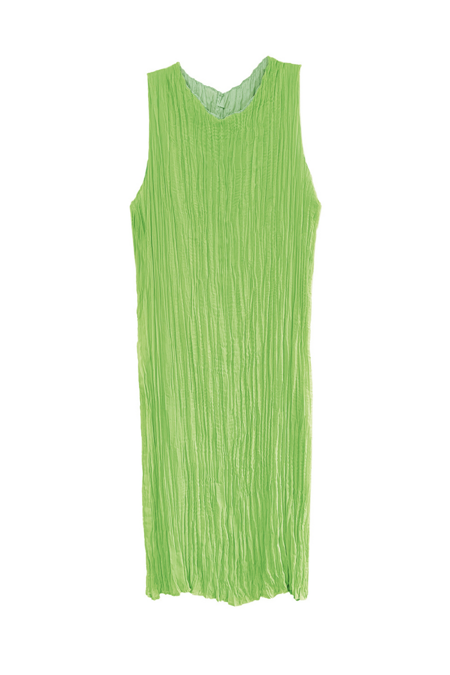 Baacal Jaya Pleated Dress in Reversible Lime/Sage Green - plus size dress, front view