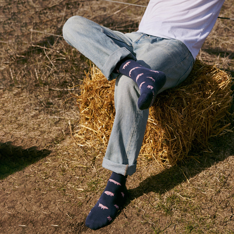 Conscious Step Socks that Save Pigs - handcrafted socks