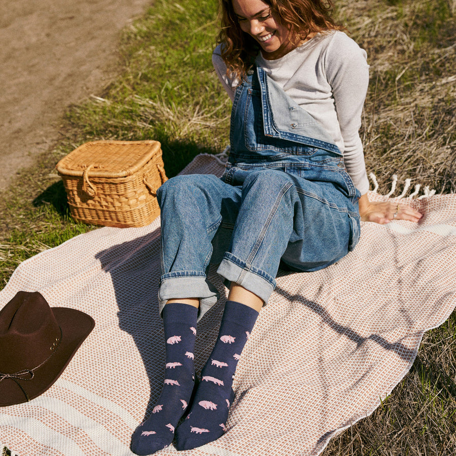 Conscious Step Socks that Save Pigs - handcrafted socks