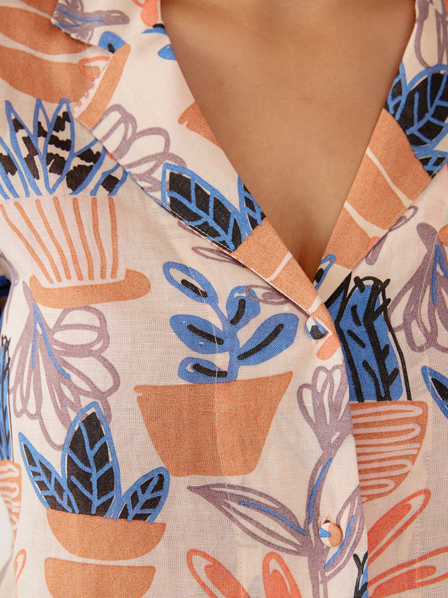 Mata Traders Camp Shirt - Pastel Cacti - Size Inclusive women's clothing