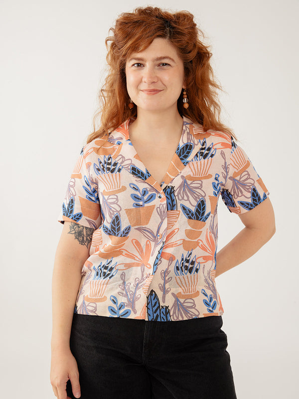 Mata Traders Camp Shirt - Pastel Cacti - Size Inclusive women's clothing