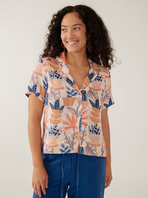Mata Traders Camp Shirt - Pastel Cacti - Size Inclusive women's clothing