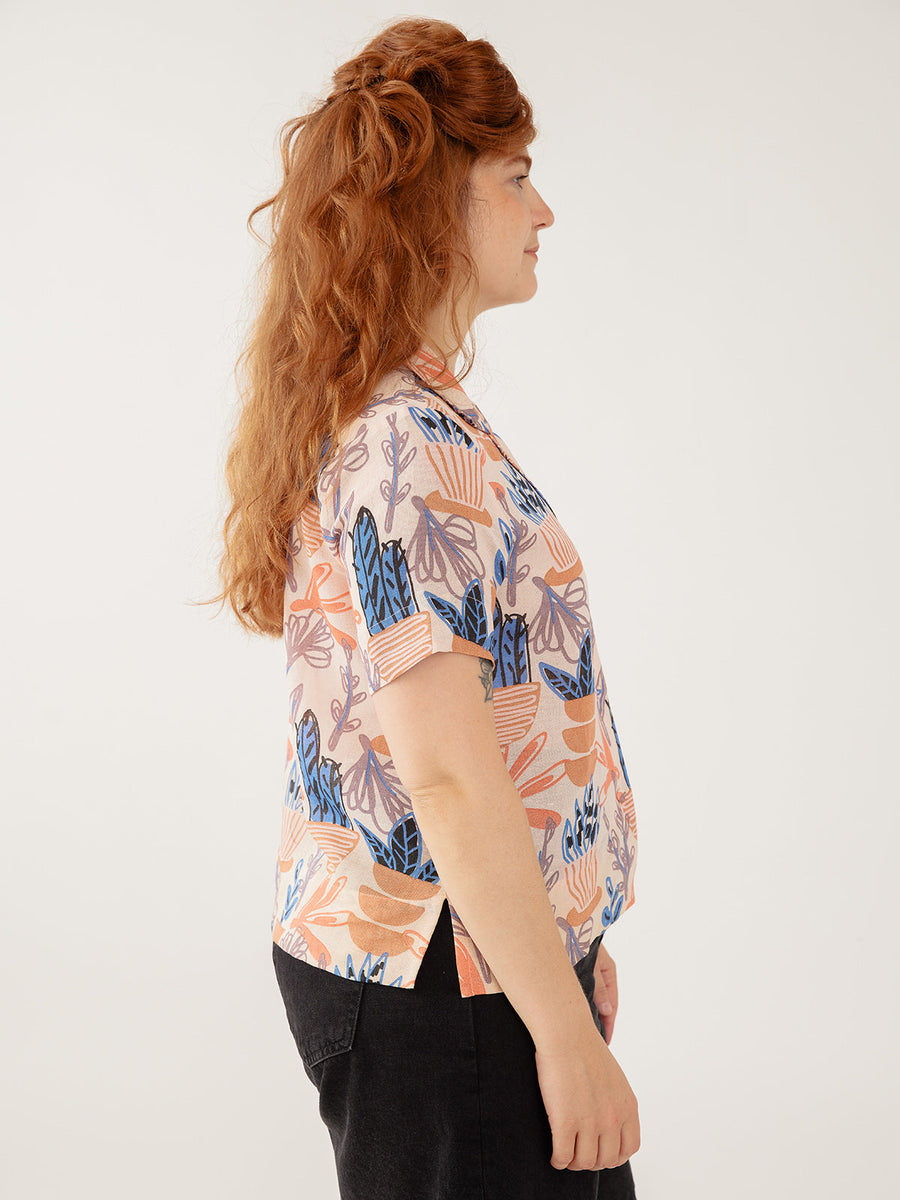 Mata Traders Camp Shirt - Pastel Cacti - Size Inclusive women's clothing