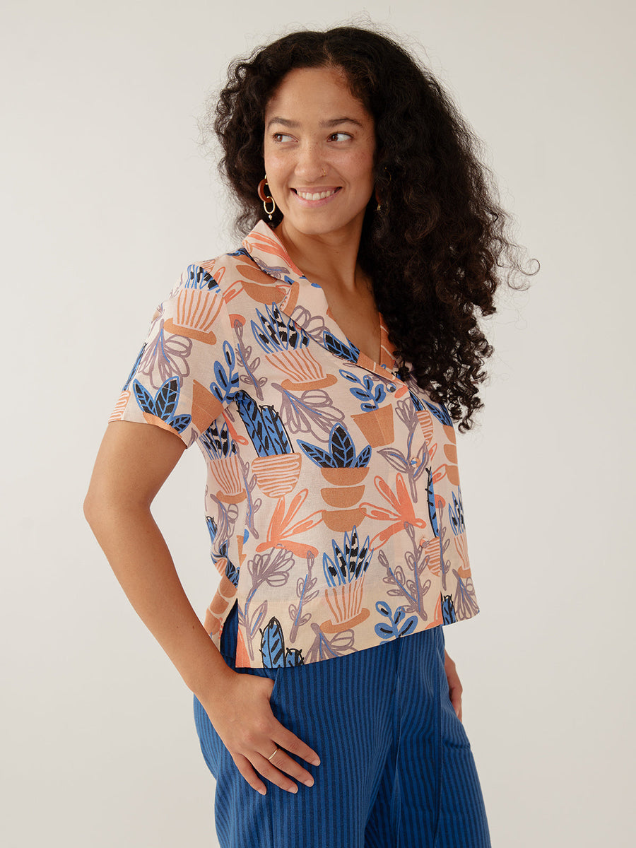 Mata Traders Camp Shirt - Pastel Cacti - Size Inclusive women's clothing