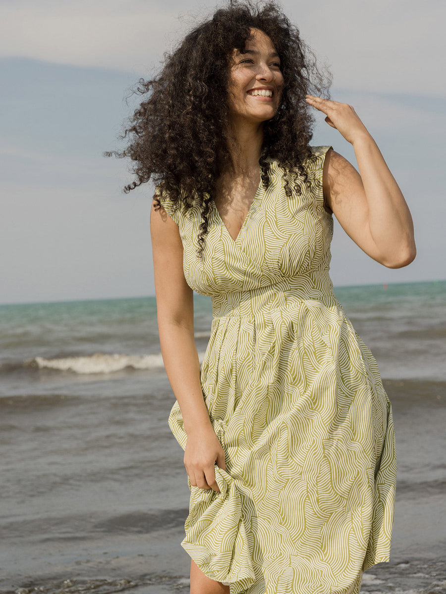 Mata Traders Lucille Dress - Waves Green - Size Inclusive women's clothing