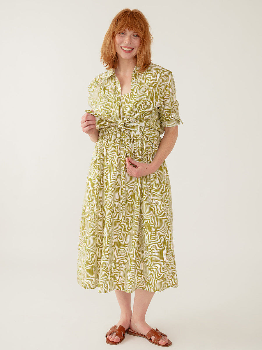 Mata Traders Mae Oversized Top in Waves Green - Women size inclusive  